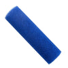 A roll of blue exfoliating mesh body scrubbing towel.