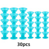A set of 30 heatless silicone curling hair tools in light blue color.