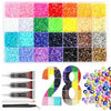A variety of mixed color resin glitter and craft materials in small square compartments.