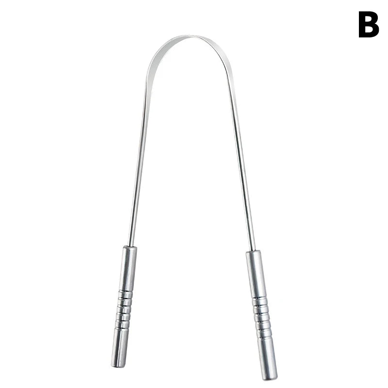 Raspador de lengua de acero inoxidable para higiene bucal