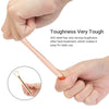 A hand holds a rose gold stainless steel tongue scraper, demonstrating its toughness for daily use.