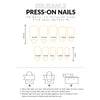 A set of 24 press-on fake nails in various sizes and shapes for a female user.