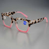 Par de gafas de lectura cuadradas con montura de estampado de leopardo y patillas rosas