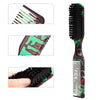 A professional beard styling brush shown in various views, including the brush head and full product.