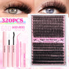 A set of 320 individual eyelash extensions for DIY lash application including bond and seal tools