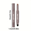 A vertical shot of a long-lasting eyeshadow stick in a rose gold casing with a double brush applicator.