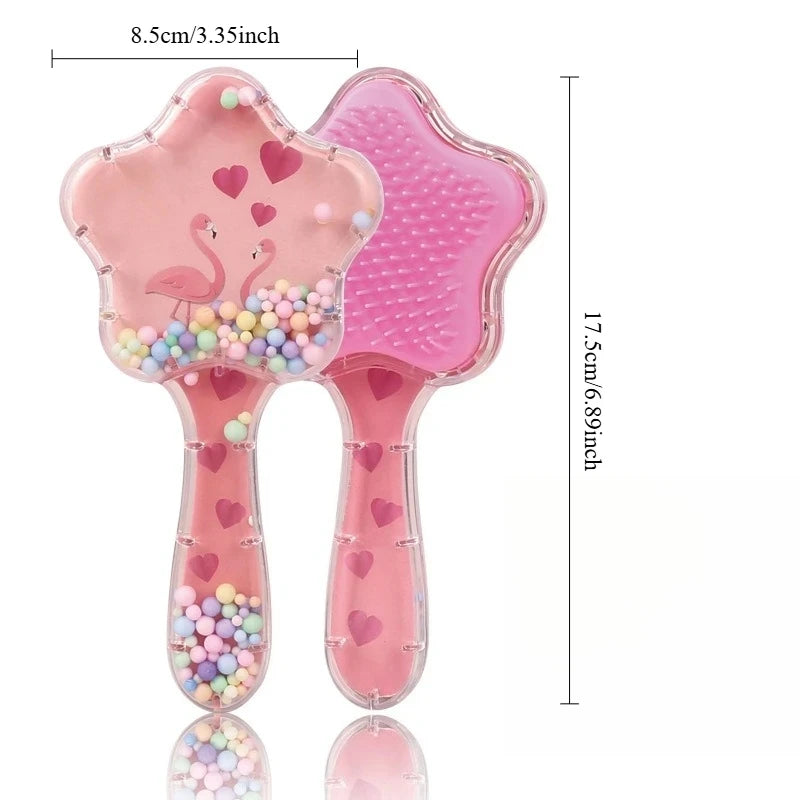 Un assortiment de peignes pour cheveux roses avec un flamant rose et des perles colorées pour enfants et adultes.