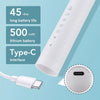 A white intelligent sonic electric toothbrush with a Type-C interface and charging cable shown next to it.