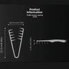 A silver fluffy texture styling comb shown with dimensions 10.5cm/4.13in and 2.4cm/0.94in.