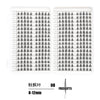 Feuille d'extensions de cils individuels pour kits DIY, montrant divers styles et longueurs de cils.