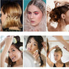 A collection of metal U-shaped hair pins used for styling various hairstyles and updos.