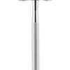 A silver vintage double edge safety razor kit with a metallic handle and blade assembly.