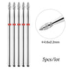A set of five diamond nail drill bits with a silver and black design, measuring 4.6x2.2mm each.