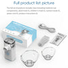 A set of portable medical nebulizer components including a host, adult and child masks, suction nozzles, power cord, and inst