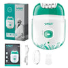 A VGR professional electric epilator device shown in its box, along with accessories like a charger and replacement foils.