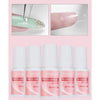 A set of clear nail glue and brush-on glitter for acrylic art application.