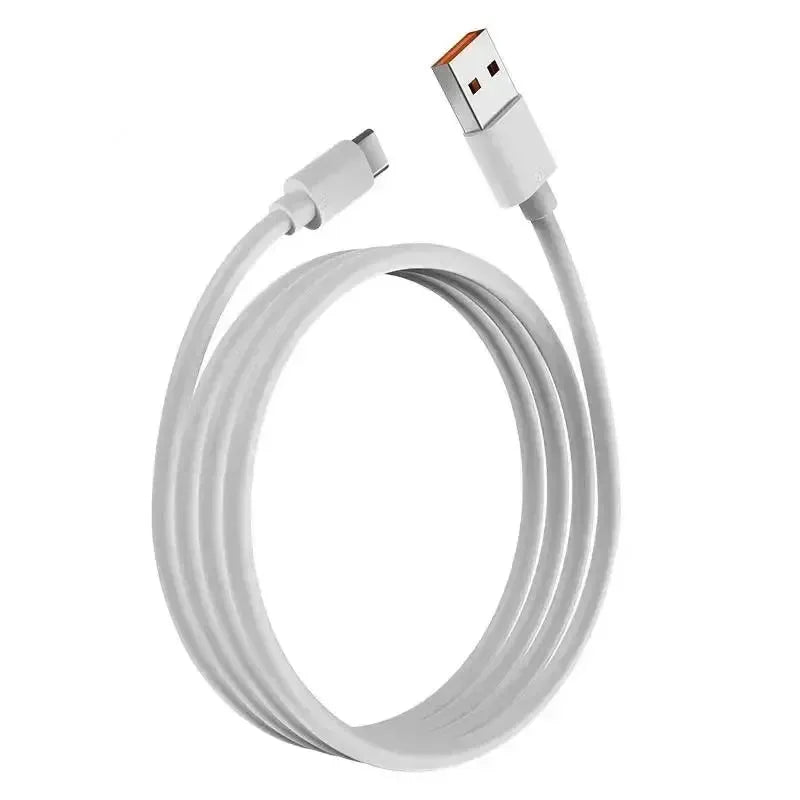 White corded smart eye massager with a USB connector and cable