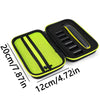 A lime green hard-shell travel case for electric shavers with a black magnetic cover.