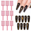 A set of nail magnet wand tools and pink acrylic nails for 3D nail art