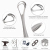 Stainless steel tongue scraper with double-layer arc design and tail hanging hole for oral hygiene