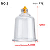 Clear glass cupping massager No.3 with a yellow plunger and 70mm height and 42mm internal diameter