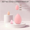 A set of three pink makeup sponges used for various facial areas like the nasal wing, forehead, and cheeks.