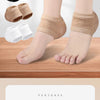 Gel heel socks in various colors and styles shown on a foot, highlighting features like anti-slip absorption and breathabilit