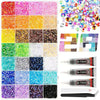 A collection of mixed color resin powders and glitter in various shades displayed in a grid format.