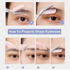 A set of precision eyebrow trimmers demonstrating how to properly shape eyebrows in four steps.