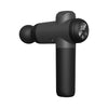 A black deep tissue massage gun with a handle and control panel.