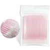 Paquet en plastique transparent de cotons-tiges de précision pour extensions de cils, de couleur rose.