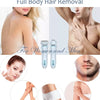 A set of two electric shavers for facial and body hair removal shown alongside various application areas.