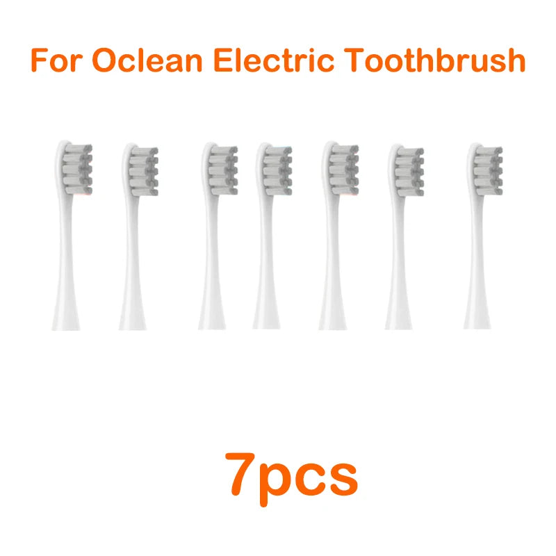 Seven replacement silicone bristles for an electric toothbrush.