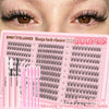 A display of Eimny eyelashes manga lash clusters and tools for DIY volume lash extensions.
