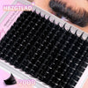 A close-up of black mink eyelash extensions packaged for sale.