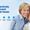 A family smiling while using a momwell electric water flosser oral irrigator for dental cleaning.