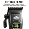 A black professional cordless rotary hair clipper with a moving ceramic cutting blade and a visible DC motor.
