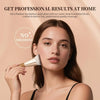 A woman is applying foundation with an angled contoured makeup foundation brush on her face.
