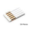 A set of 50 eyelash extension cleaning brushes with white handles and gold accents.
