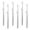 A set of five stainless steel foot care tools for callus and dead skin removal