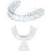 Clear silicone mouth guards for teeth protection shown in two views