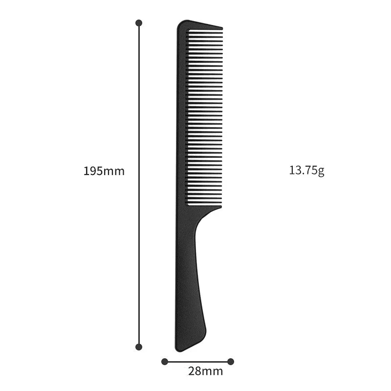 A black hair detangler comb brush with a 195mm length and 13.75g weight.