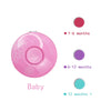 Pink electric baby nail trimmer with age-appropriate color indicators for different age groups.