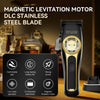 Schwarzer magnetischer Levitationsmotor mit Edelstahlklinge, Haarschneider mit verschiedenen Funktionen.