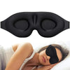 A black 3D full shading sleep mask is shown being worn by a person.