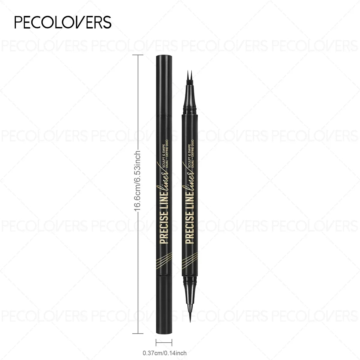 A black double-ended waterproof eyebrow pencil shown vertically.