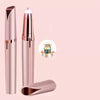 A pink automatic electric eyebrow trimmer shown in various forms including the main body and a detached piece.
