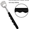 Silver extendable bear claw back scratcher and massager with a black rubber handle.
