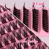 Primer plano de extensiones de pestañas estilo D Curl Cat Eye aplicadas al ojo de una modelo, mostrando los rastrillos de pes