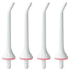Four white replacement tips for a water flosser oral irrigator